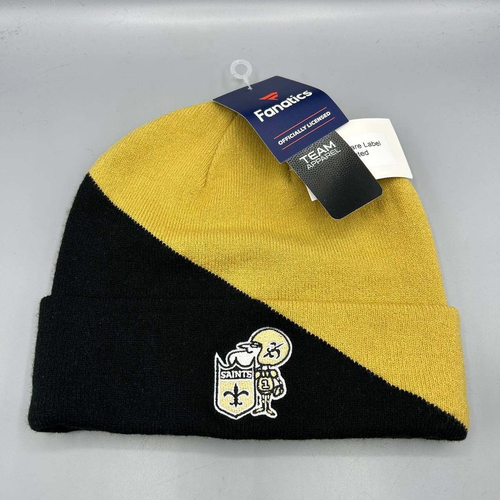 New Orleans Saints NFL Hat Men Black Yellow Knit Fanatics Cuffed Beanie Cap New